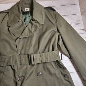 Vintage 1966 US Army OG-107 Trench Coat Overcoat SM-REG DSA 100-4179 Vietnam Era